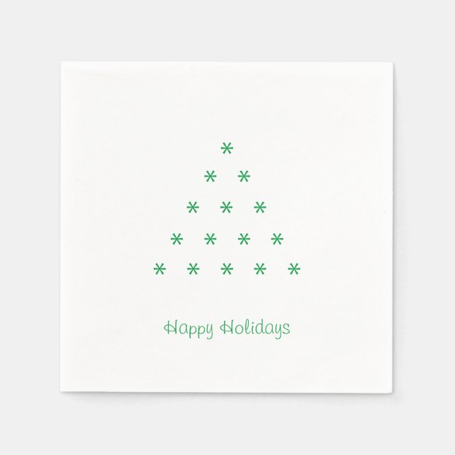 Happy Holidays Green White Snow Stars Baumpapier Serviette (Vorderseite)