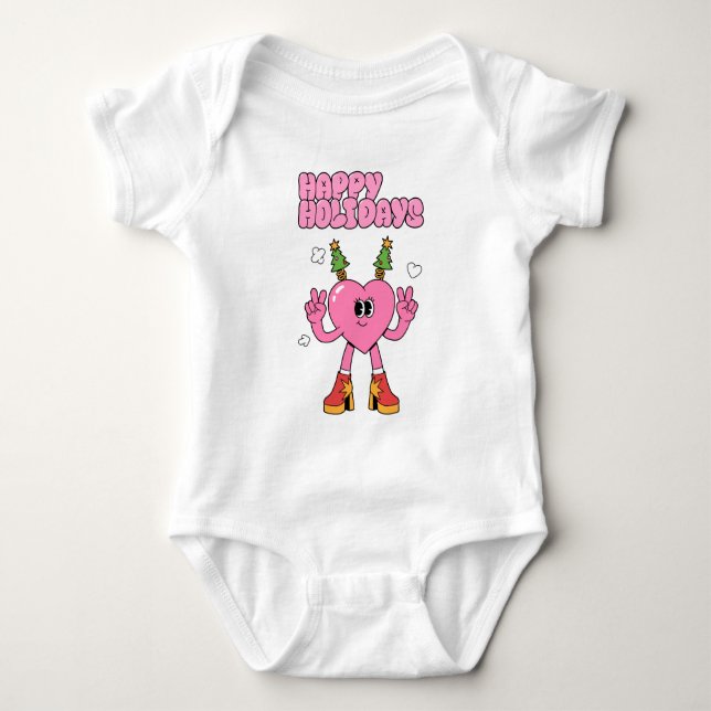 Happy Holidays - Groovy Heart of the Season Baby Strampler (Vorderseite)