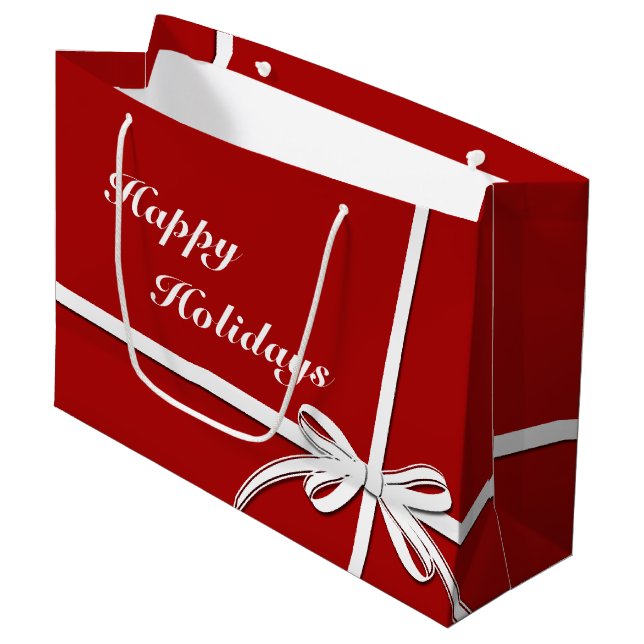 Happy Holidays Große Geschenktüte (Vorderseite Schrägansicht)