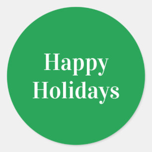 "Happy Holidays", grün weiß Runder Aufkleber