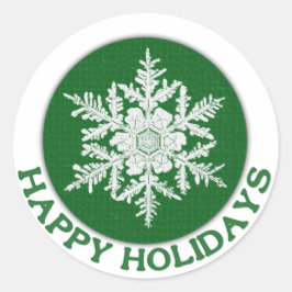 Happy Holidays Grünbuch Snowflake Runder Aufkleber