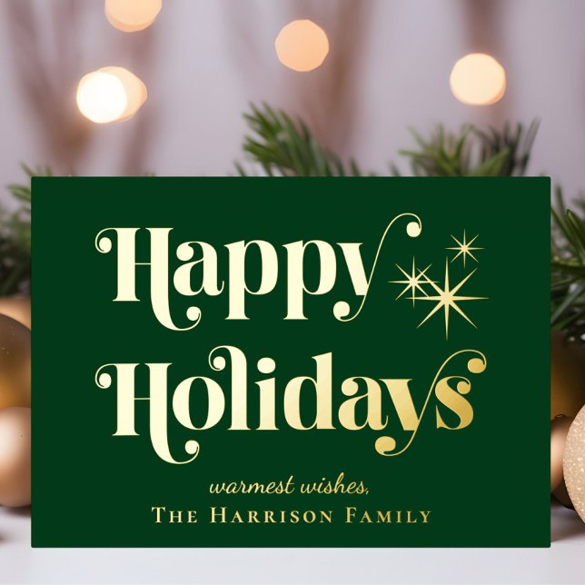 Happy Holidays Grüne Weihnachten Folien Feiertagskarte (Von Creator hochgeladen)