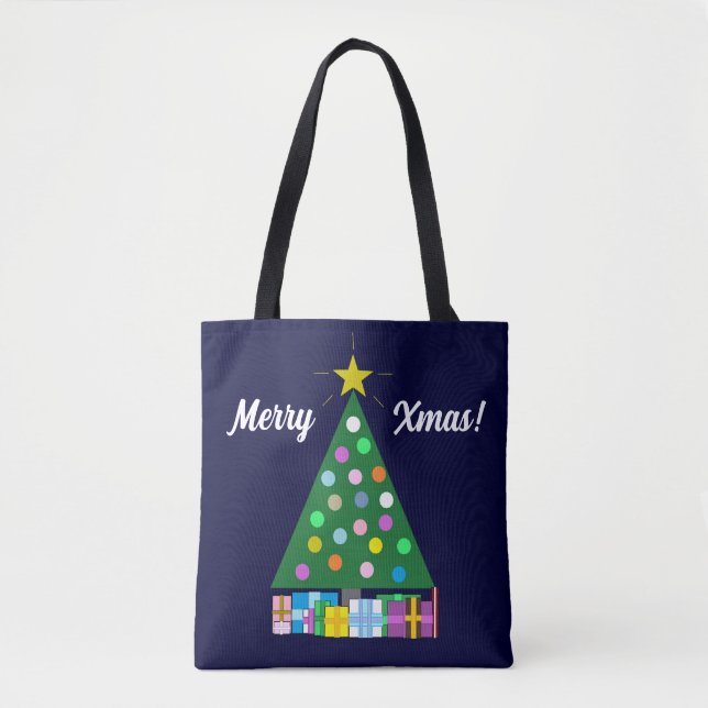 Happy Holidays Grüner Weihnachtsbaum: Dunkelblau Tasche (Vorderseite)