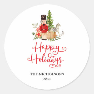 Happy Holidays   Handgeschriebenes Skript Nutcrack Runder Aufkleber