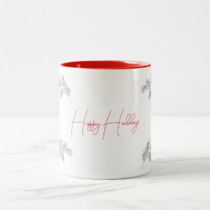 Happy Holidays Handgezeichnete Kiefernkone Generik Zweifarbige Tasse