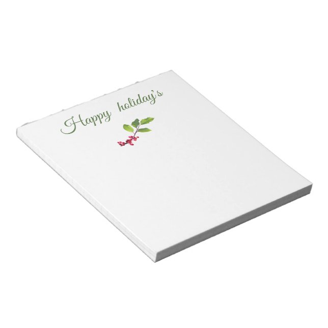Happy Holiday's Heilige Beeren Zweig Tradition Notizblock (angewinkelt)