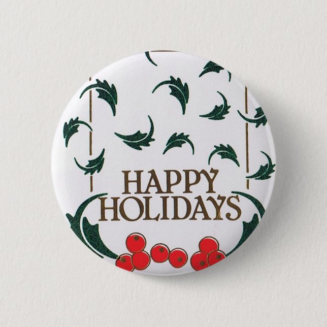 Happy Holidays Holly Button (Vorderseite)