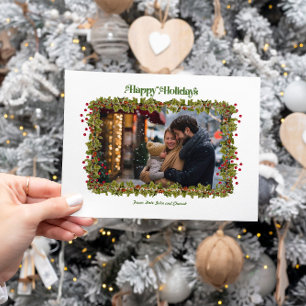 Happy Holidays Holly Foto Weihnachtskarte Feiertagskarte