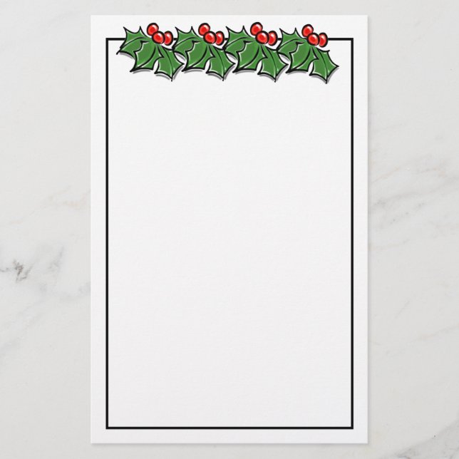 Happy Holidays Holly Sprigs, Weihnachtsgrün Briefpapier (Vorderseite)
