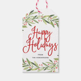Happy Holidays Holly Weihnachts Weihnachtsgeschenk Geschenkanhänger