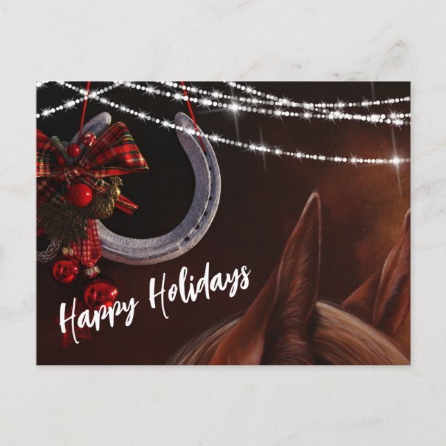 Happy Holidays Horse and Horseshoe Weihnachten (Vorderseite)