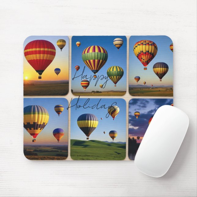 Happy Holidays-Hot Air Balloons Mousepad (Mit Mouse)