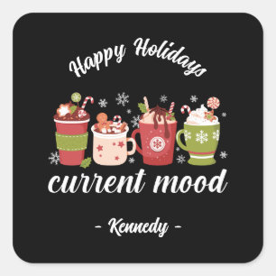 Happy Holidays - Hot Cocoa Quadratischer Aufkleber