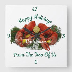 Happy Holidays Hummer Dinner Thunder_Cove Quadratische Wanduhr