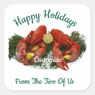 Happy Holidays Hummer Dinner Thunder_Cove Quadratischer Aufkleber