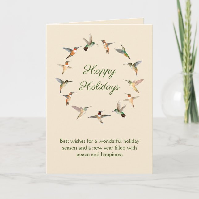 Happy Holidays Hummingbird Feiertagskarte (Vorderseite)