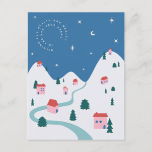 Happy Holidays Illustriert New Year Card Feiertagspostkarte