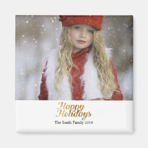 Happy Holidays Imitate Gold Script Weihnachten Magnet