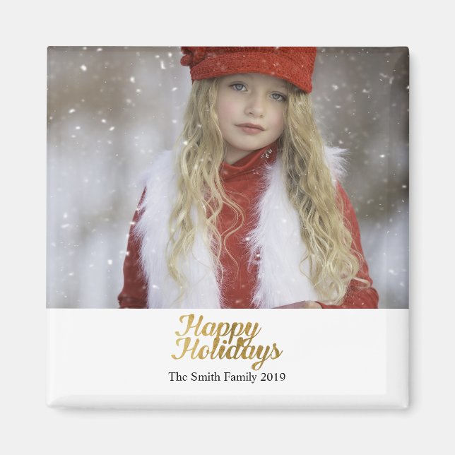 Happy Holidays Imitate Gold Script Weihnachten Magnet (Vorne)