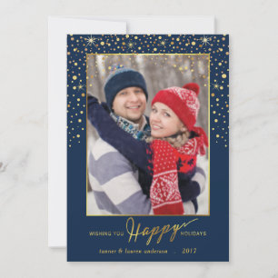 Happy Holidays Imitats Foil Confetti Foto Feiertagskarte