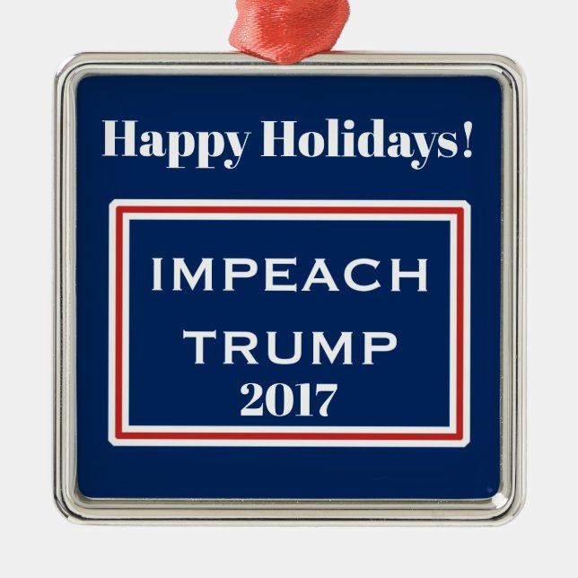Happy Holidays Impeach Trump Red White Template Silbernes Ornament (Vorne)