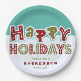 Happy Holidays individuelle Name Papier Teller