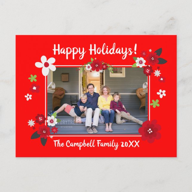 Happy Holidays Individuelle Name und Foto Postkarte (Vorderseite)