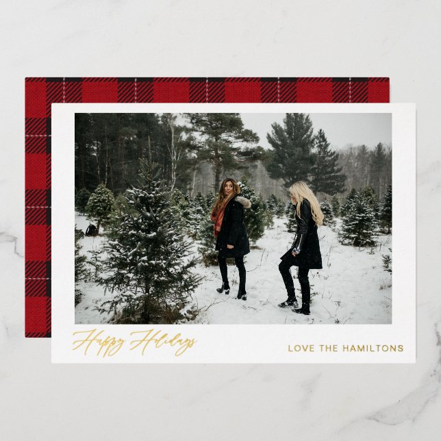 Happy Holidays Instant Foto Folieneinladung (Vorderseite/Rückseite)