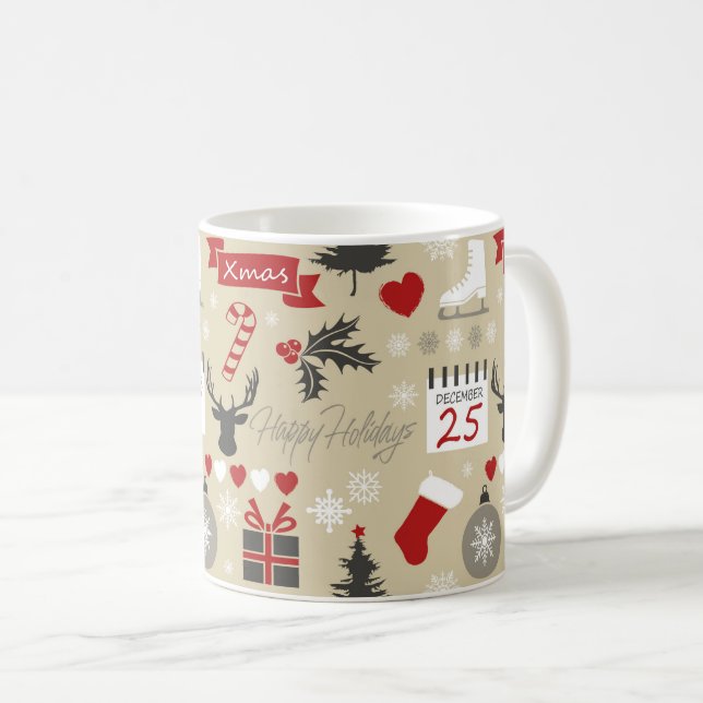 Happy Holidays Kaffeetasse (VorderseiteRechts)
