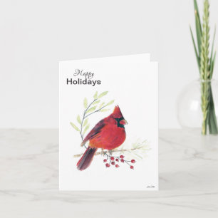 Happy Holidays Kardinal Berries Ferienkarte Karte