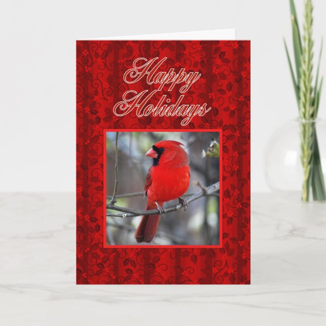 Happy Holidays Kardinal Card Feiertagskarte (Vorderseite)