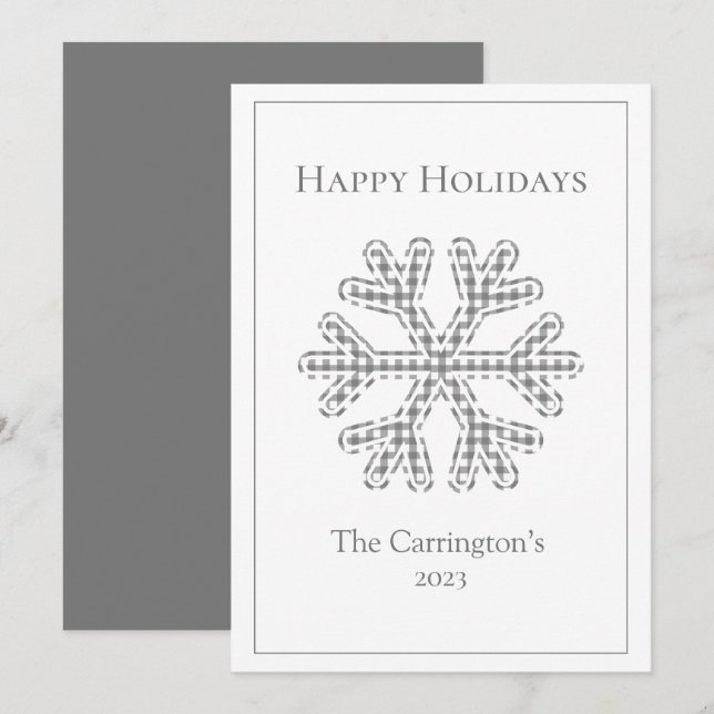 Happy Holidays Kariert Snowflake Modern (Vorne/Hinten)