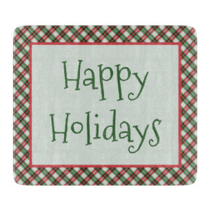 Happy Holidays Kariertes Land Schneidebrett
