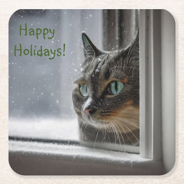 Happy Holidays Kitty Cat Untersetzer (Vorderseite)