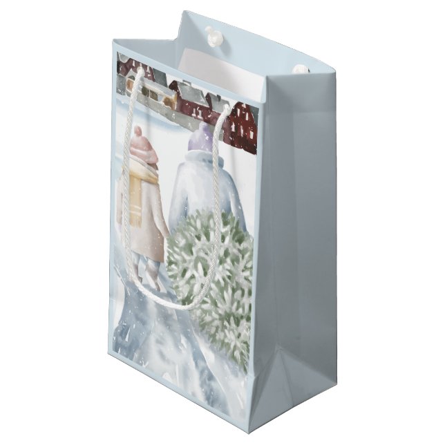 Happy Holidays Kleine Geschenktüte (Vorderseite Schrägansicht)
