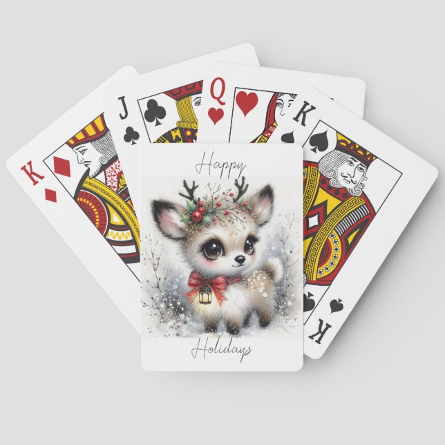 Happy Holidays Kleine Rentiere Spielkarten (Rückseite)