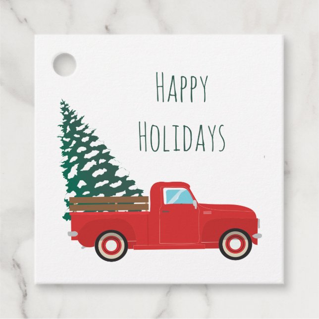Happy Holidays Kleiner Lieferwagen LKW Weihnachtsb Geschenkanhänger (Vorderseite)