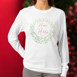 Happy Holidays Kranz grün weiß, einfach minimal. T-Shirt