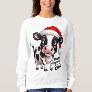 Happy Holidays Kuh Weihnachtsmannmütze Sweatshirt