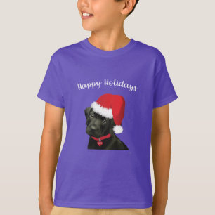 Happy Holidays Labrador Hund Weihnachtsmannmütze N T-Shirt