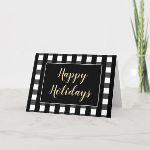 Happy Holidays Leere Schwarz-weiße Karierte Custom Feiertagskarte
