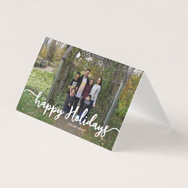 Happy Holidays Lettering Modernes Foto Chic (Vorderseite)