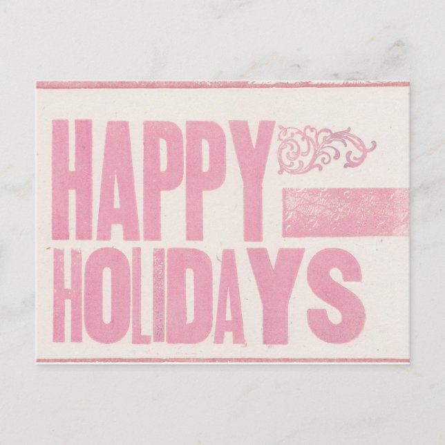 Happy Holidays Letterpress imprimé carte postale r (Devant)