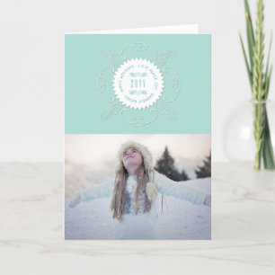 Happy Holidays Liebe Peace Joy Verziertes Siegel F Feiertagskarte