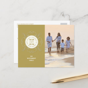 Happy Holidays Liebe Peace Joy Verziertes Siegel F Feiertagspostkarte