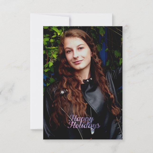 Happy Holidays Lila Space Galaxy Typografie Karte (Vorderseite)