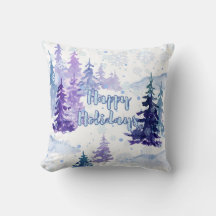 Happy Holidays Lila Winter Snowy Trees