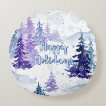 Happy Holidays Lila Winter Snowy Trees