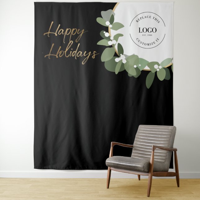 Happy Holidays Logo Weihnachten Foto Hintergrund Wandteppich (Beispiel)
