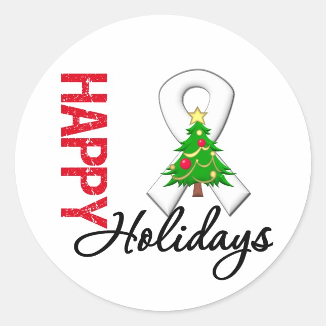 Happy Holidays Lungenkrebs Bewusstsein Runder Aufkleber (Vorderseite)